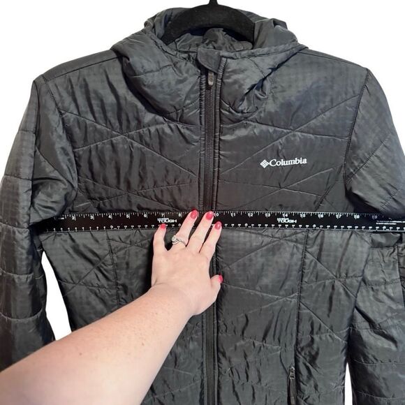 Columbia- Mighty Lite Black Long Line Hooded Puffer Jacket OmniHeat, Size Small - Picture 11 of 16
